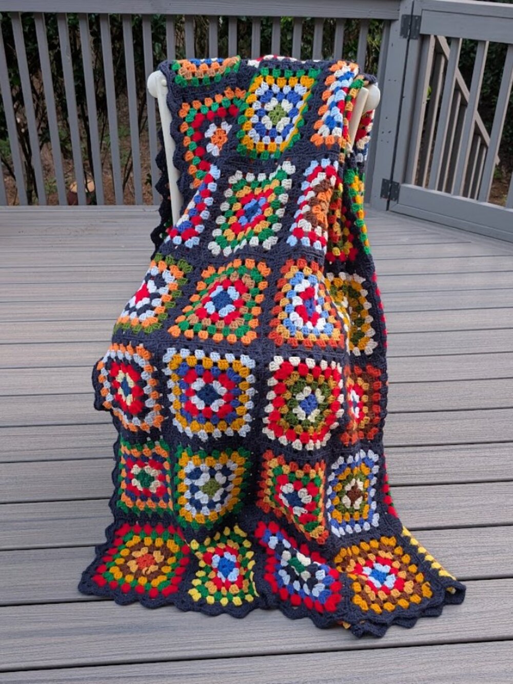 Handmade Granny Square Crochet Afghan Blanket Throw 72"